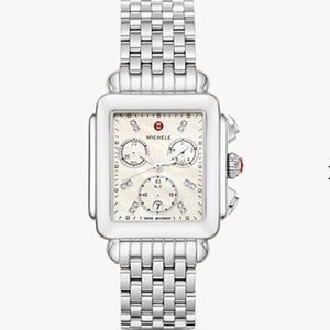 Michele Deco Stainless Steel Diamond Watch
